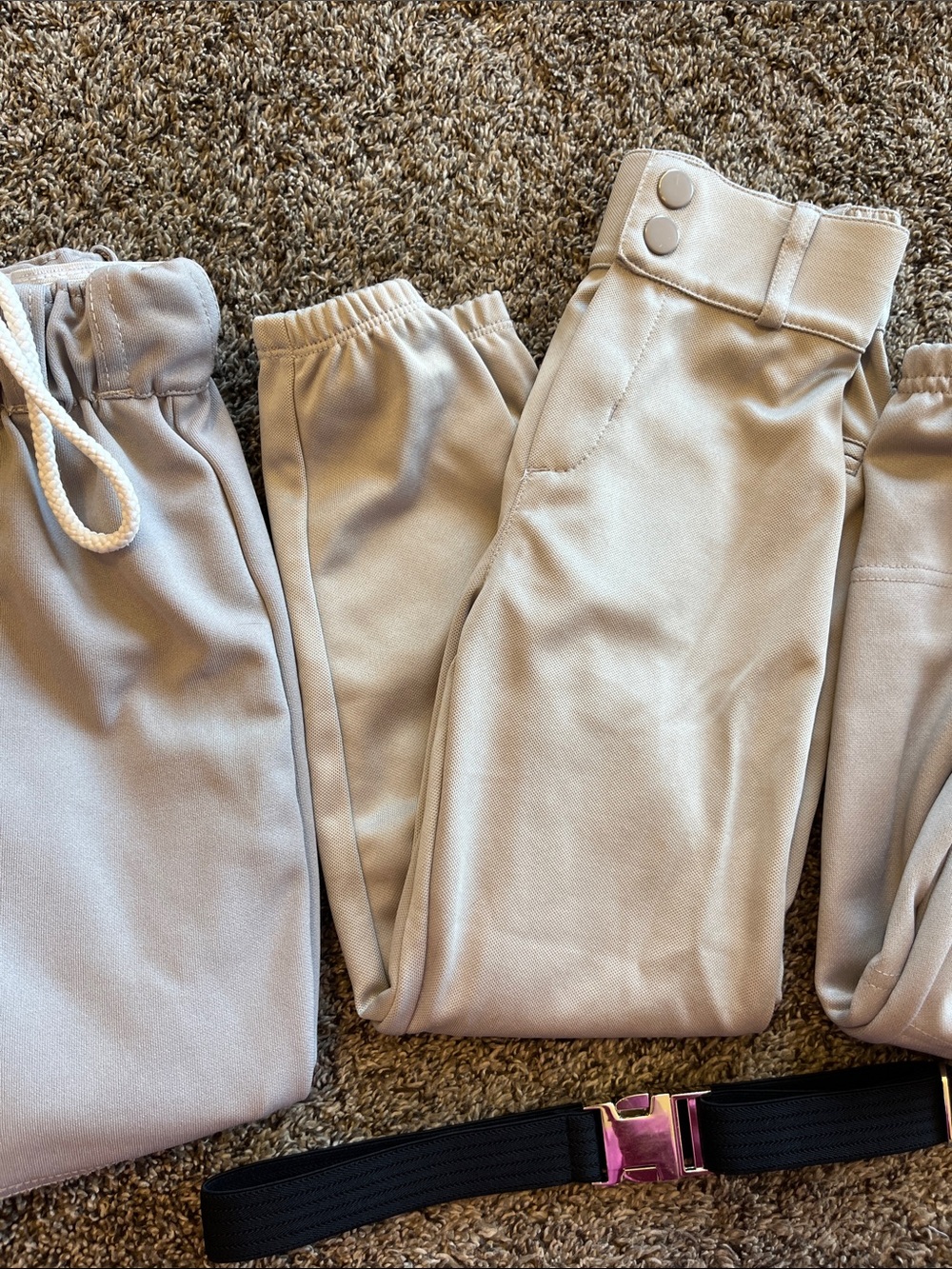 Kids Neutral gray baseball Pants with black belt - Picture 4 of 14